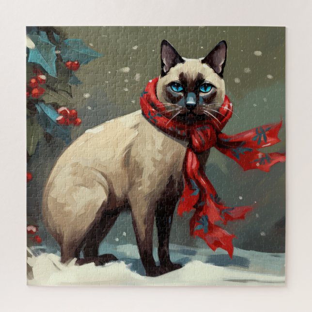Siamese Cat in Schnee Weihnachten (Vertikal)