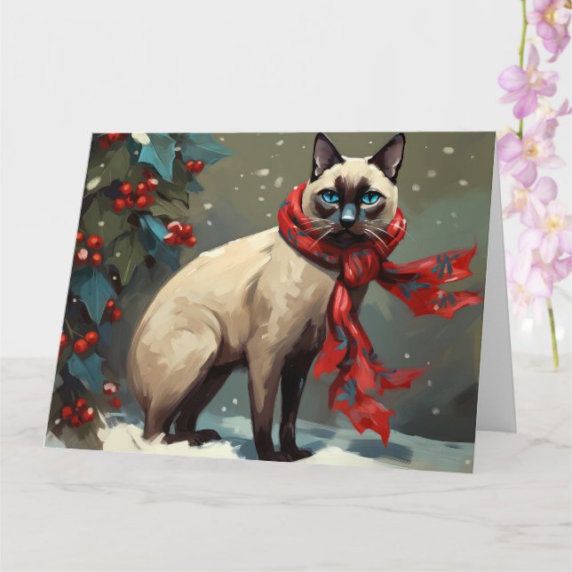 Siamese Cat in Schnee Weihnachten Karte (Orchidee)