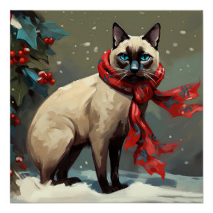 Siamese Cat in Schnee Weihnachten Poster