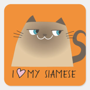 Siamese Cat Liebe Quadratischer Aufkleber