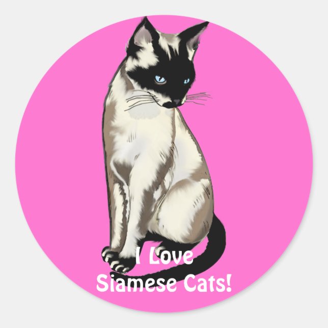 Siamese Cat Lover Geschenke Runder Aufkleber (Vorderseite)
