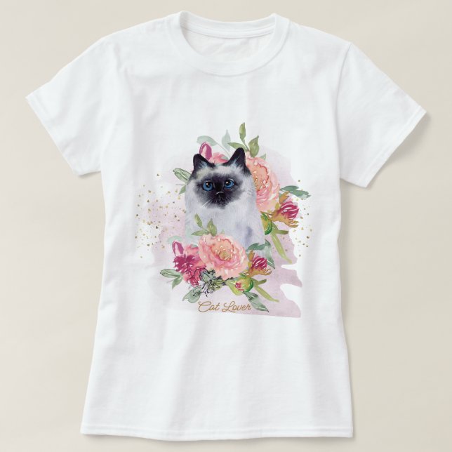Siamese Cat Mama Pet Lover Happy Mütter Day T-Shirt (Design vorne)