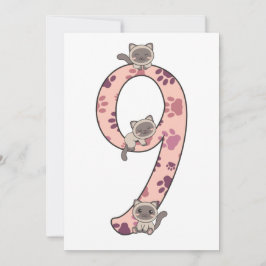 Siamese Cat Ninth Birthday For Kids Cats Invitatio Einladung