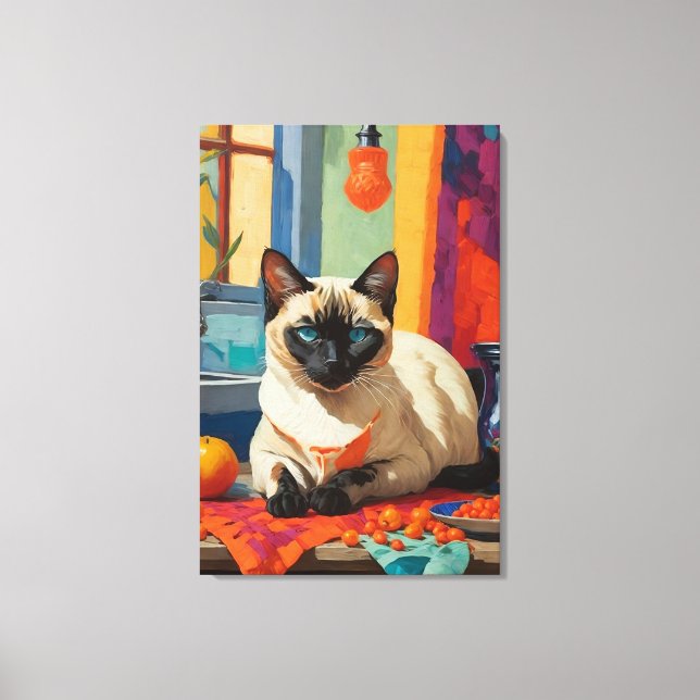 Siamese Cat on Countertop Leinwanddruck (Vorderseite)