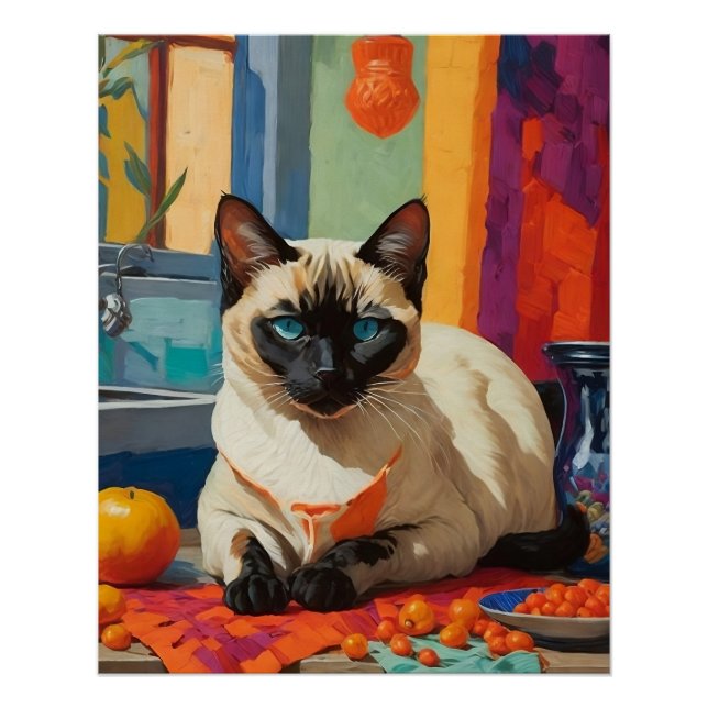 Siamese Cat on Countertop Poster (Vorderseite)