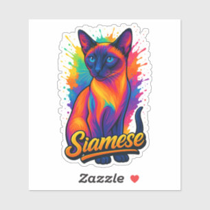 Siamese Cat Pop Art - Vibrannt Neon Street Style Aufkleber