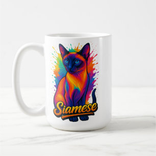 Siamese Cat Pop Art - Vibrannt Neon Street Style Kaffeetasse