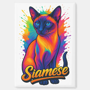 Siamese Cat Pop Art - Vibrannt Neon Street Style Magnet