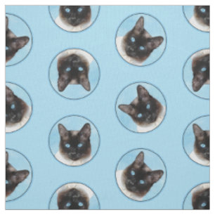 Siamese Cat Portrait Malerei Niedliche Originalkun Stoff