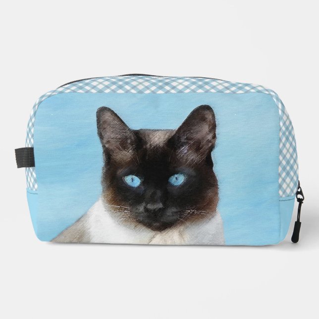 Siamese Cat Portrait Malerei Niedliche Originalkun Waschbeutel (Vorderseite)