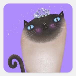 Siamese Cat Princess Quadratischer Aufkleber