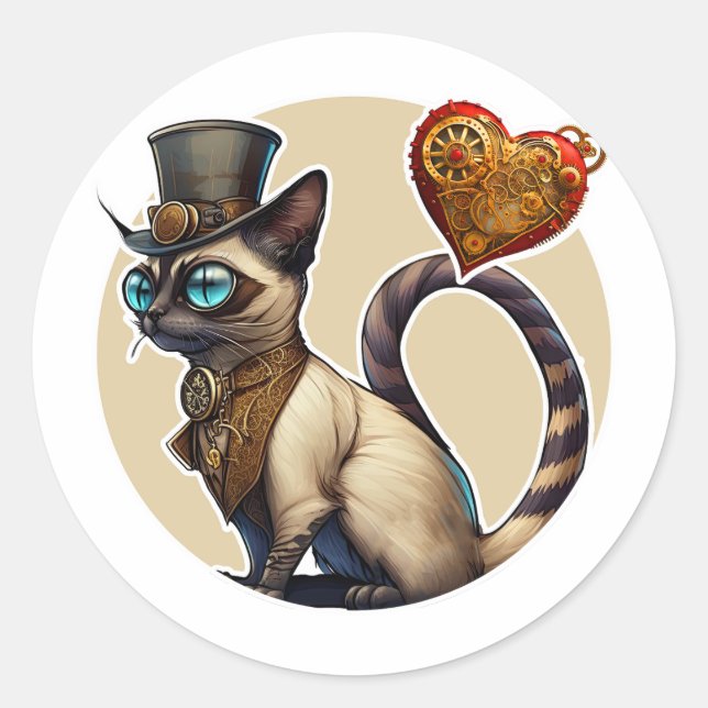 Siamese Cat Runder Aufkleber (Vorderseite)