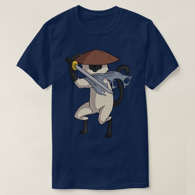 Siamese Cat Samurai Cat  T-Shirt (Design vorne)