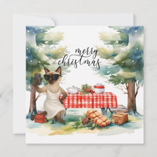 Siamese Cat Sending Message Frohe Weihnachten