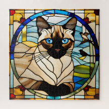 Siamese Cat Stached Glass Jigsaw Puzzle