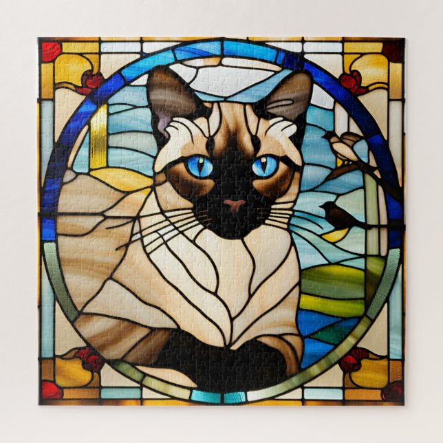 Siamese Cat Stached Glass Jigsaw Puzzle (Vertikal)