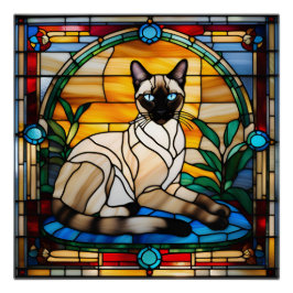 Siamese Cat Stached Glass Poster