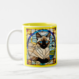 Siamese Cat Stached Glass Zweifarbige Tasse
