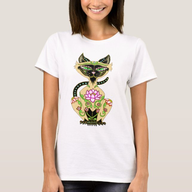 Siamese Cat Sugar Skull T-Shirt (Vorderseite)