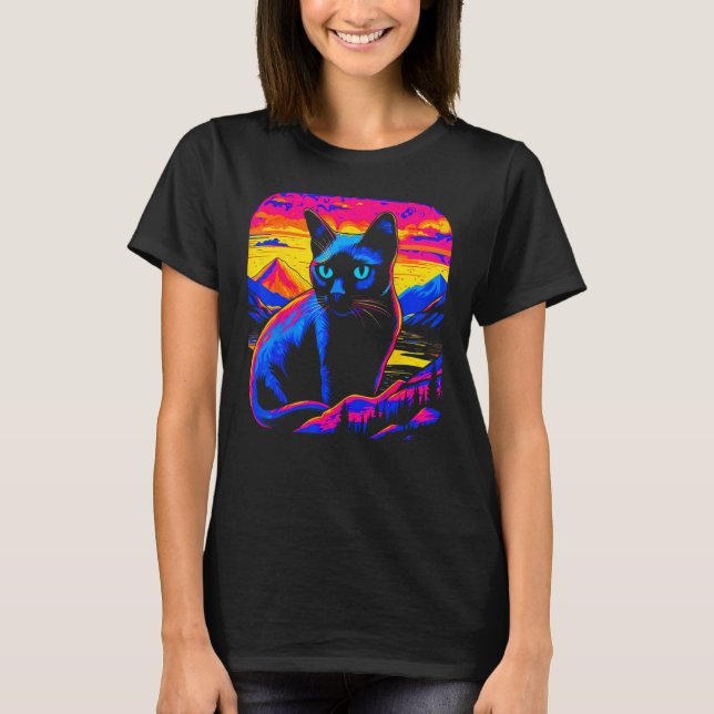 Siamese Cat Sunset T-Shirt (Vorderseite)