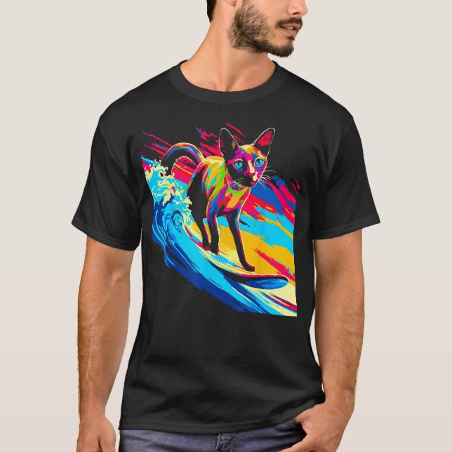 Siamese Cat Surf T-Shirt (Vorderseite)