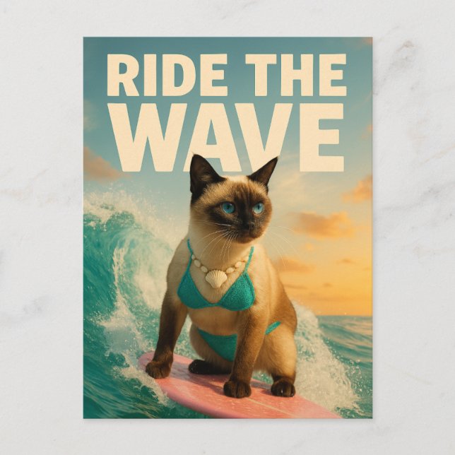 Siamese Cat surft Postkarte (Vorderseite)