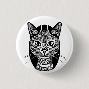 Siamese Cat Tattoo Pattern Button