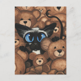 Siamese Cat Teddy Bear Hug von BiHrLe Postkarte