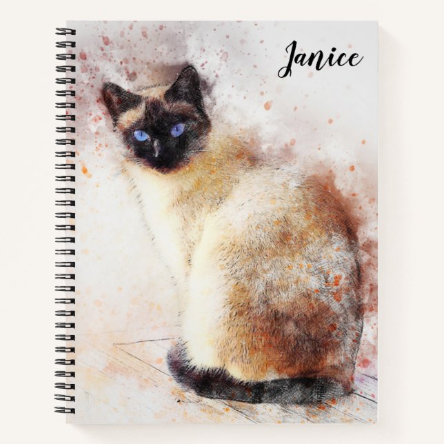 Siamese Cat Themed Notebook Custom Notizbuch (Vorderseite)