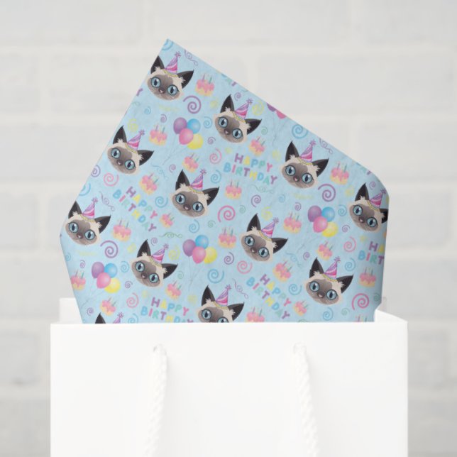 Siamese Cat Tissue Paper in Blue Seidenpapier (Geschenk Tasche)