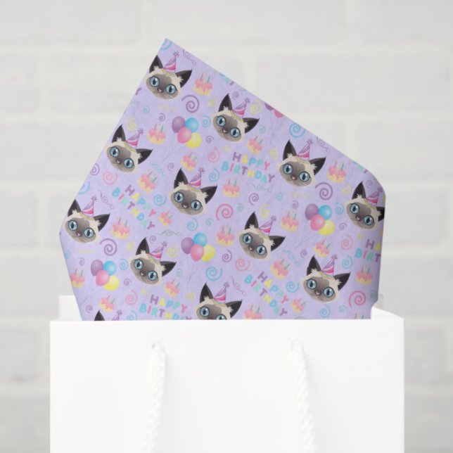 Siamese Cat Tissue Paper in Purple Seidenpapier (Geschenk Tasche)