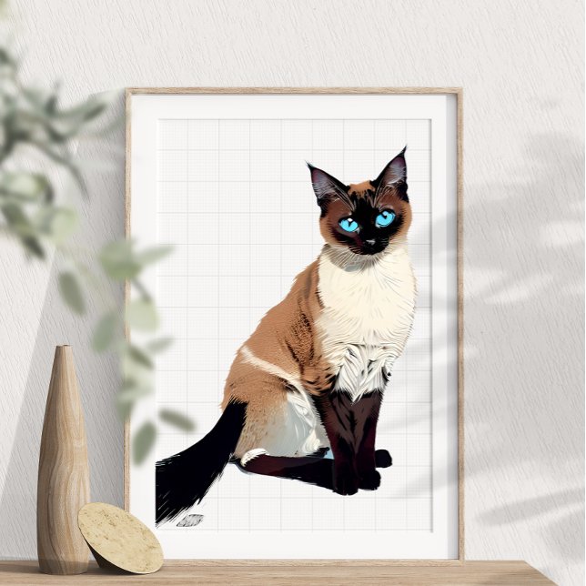 Siamese Cat Wall Art Electric Blue-Mit Augen Cat L Poster (Von Creator hochgeladen)