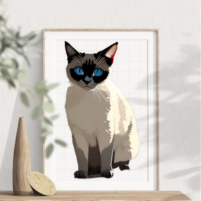 Siamese Cat Wall Art Electric Blue-Mit Augen Cat L Poster (Von Creator hochgeladen)