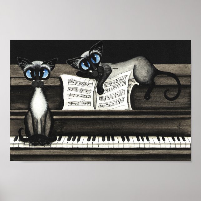 Siamese Cats Piano Music Poster (Vorne)