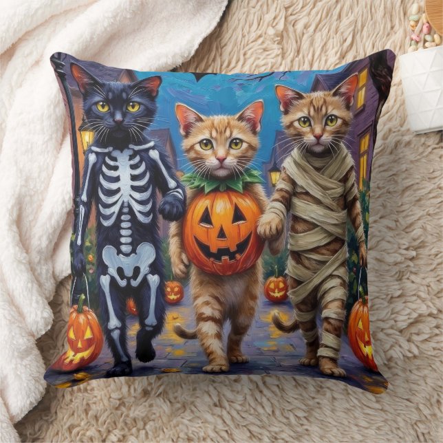 Siamese Cats Trick-or-Treating Halloween Costumes Kissen (Decke)
