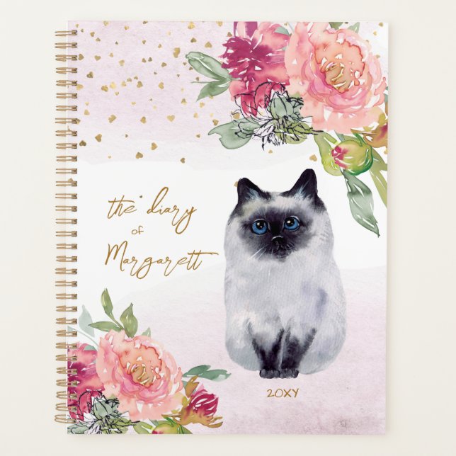 Siamese Chat Aquarelle Illustration Girl (Devant)