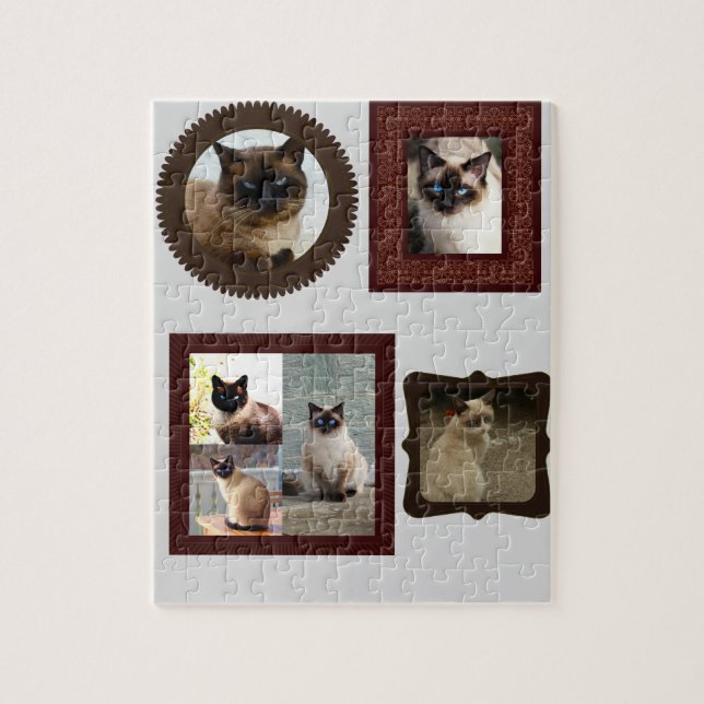 Siamese chat famille cadre photo cadeau puzzle puz (Vertical)