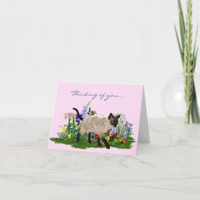 Siamese Chat Note Card Karte (Vorderseite)