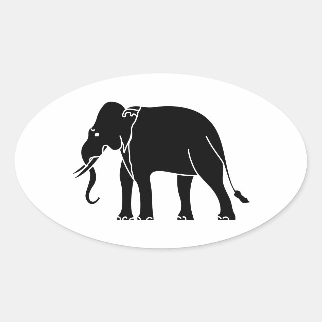 Siamese Elephant Ovaler Aufkleber (Vorderseite)