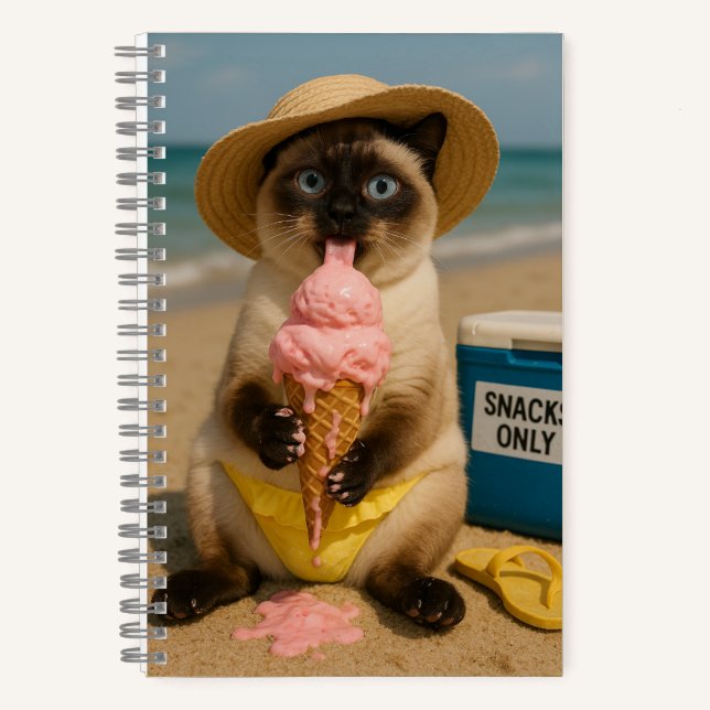 Siamese-Katze am Strand  Notizbuch (Vorderseite)