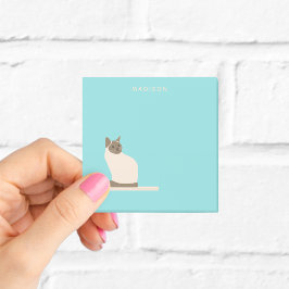 Siamese Katze auf Blue Notes mit Name Post-it Klebezettel