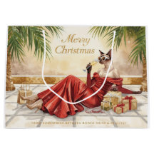 Siamese Katze Glam Weihnachten Champagner trinken