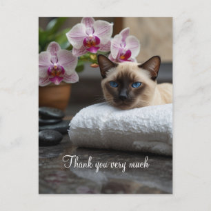 Siamese Katze im Spa Danke Postkarte