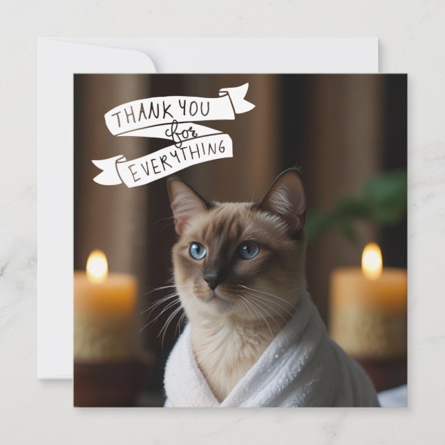 Siamese Katze im Wellness-Center PARTY Dankeskarte (Vorderseite)