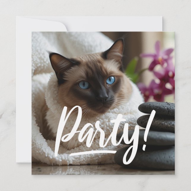 Siamese Katze im Wellness-Center Party Einladung (Vorderseite)