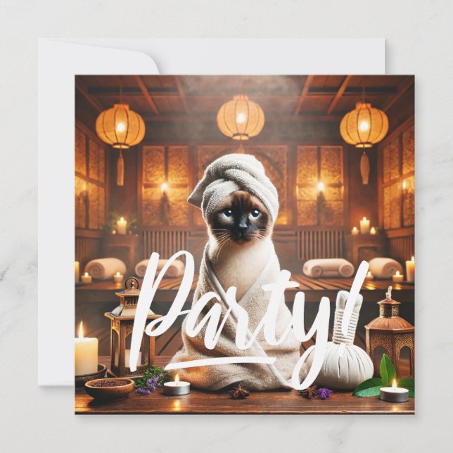 Siamese Katze im Wellness-Center Party Einladung (Vorderseite)