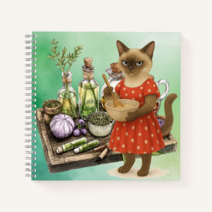 Siamese-Katze kocht thailändisches Essen Notizbuch
