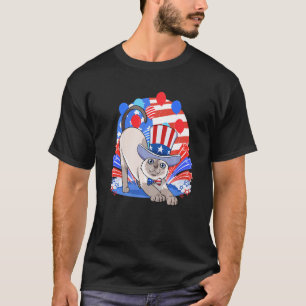 Siamese Katze Merica 4. Juli Amerikanisch Patrioti T-Shirt