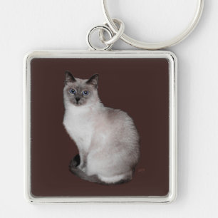 Siamese Katze mit blauen Augen Schlüsselanhänger