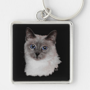 Siamese Katze mit blauen Augen Schlüsselanhänger
